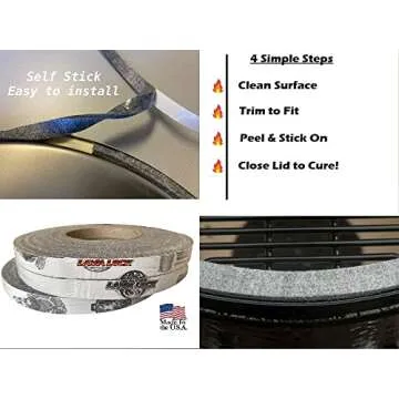 1/2" x 1/8" LavaLock High Temp BBQ Gasket Smoker Seal for Nomex Door Lid, Self Stick Grey