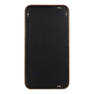 Kate and Laurel Pao Modern Rounded Rectangular Wall Mirror, 17 x 32, Walnut, Decorative Mid-Century Tall Wood Mirror with Radius Corners for Vertical or Horizontal Display