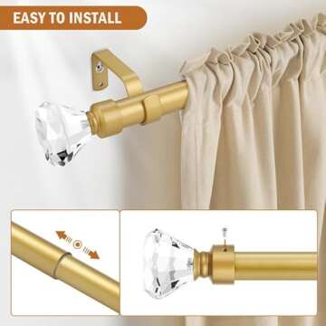 Knobelite Gold Adjustable Curtain Rod, Minimalist Style, Perfect for Any Window