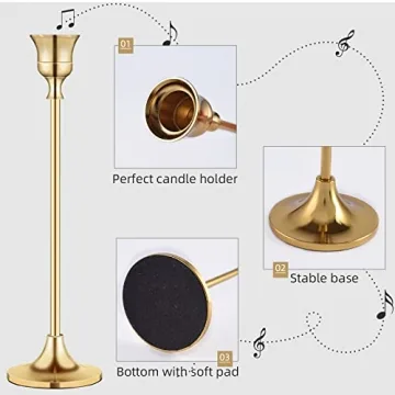 Elegant Brass Candlestick Holders for Wedding & Home