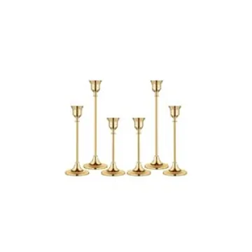 Elegant Brass Candlestick Holders for Wedding & Home