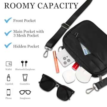 MAXTOP Small Crossbody Bags for Women Men Cellphone Belt Bag Purse Fanny Pack with Adjustable Strap Black Sling Bag for Traveling Casual Festival Gifts