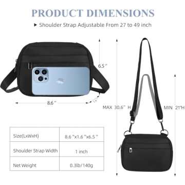 MAXTOP Small Crossbody Bags for Women Men Cellphone Belt Bag Purse Fanny Pack with Adjustable Strap Black Sling Bag for Traveling Casual Festival Gifts