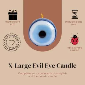 Evil Eye Ball Candle – Decorative Candle - Handmade Candle - Shaped Candles for Home and Office - Slow Burning and Long Lasting Candles by Cula (X-Large)