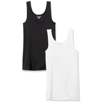 Amazon Essentials Women's Slim-Fit Cotton Modal Micro Rib Tank Tops - Pack of 2
