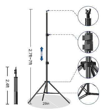 FUDESY Backdrop Stand 7x10Ft Adjustable Photography Background Support System Kit for Photo Video Studio with Carry Bag,Spring Clamps