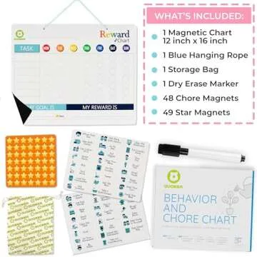 QUOKKA Magnetic Behavior Chore Chart for Kids at Home - Gift Reward Visual Schedule Chart - Dry and ...