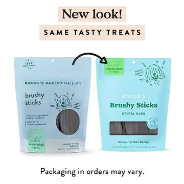 Bocce's Bakery Dailies Brushy Sticks to Support Oral Health & Fresh Breath, Wheat-Free Dental Bars f...