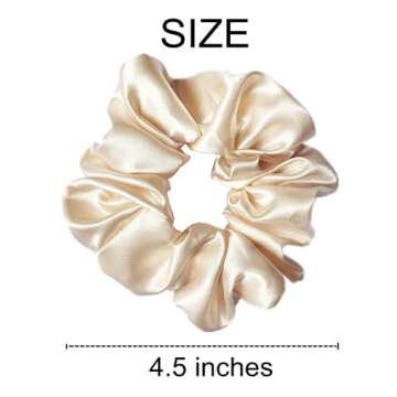Sufermoe 12 Pcs Satin Silk Hair Scrunchies, Beige (4.5 Inch) Soft Hair Ties, Hair Bands, Hair Ropes, Ponytail Holders, Hair Accessories for Women and Girls