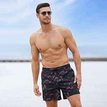 BRISIRA Swim Trunks Quick Dry Beach Shorts with Pocket