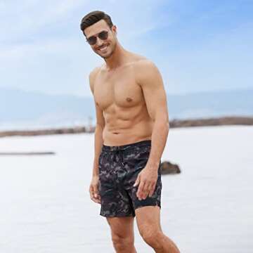 BRISIRA Swim Trunks Quick Dry Beach Shorts with Pocket