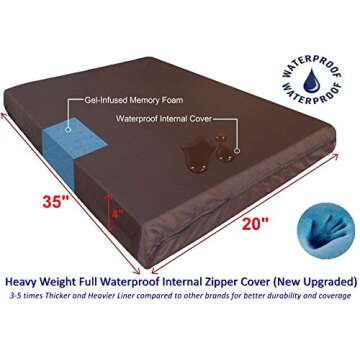 Dogbed4less Waterproof Orthopedic Memory Foam Pet Bed