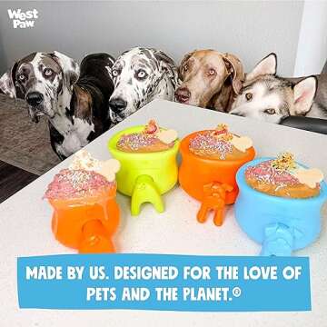 WEST PAW Zogoflex Holiday Toppl Treat Dispensing Dog Toy Puzzle – Dog Toy for Moderate Chewers, Fetch, Catch – Holds Kibble, Treats, Small, Aqua Blue, Toppl Stopper Tangerine 2 Pack