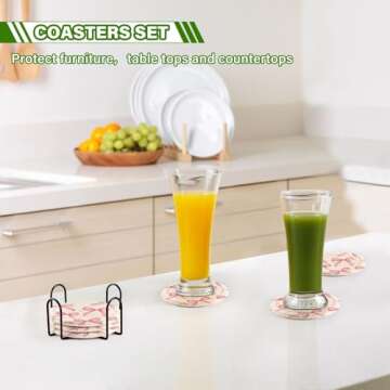 Buy Pink Bows Coasters with Holder - 6 Pack, Stylish & Functional