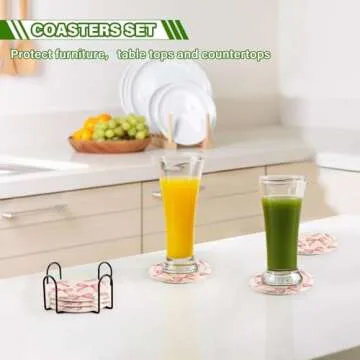 Buy Pink Bows Coasters with Holder - 6 Pack, Stylish & Functional