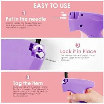 Stitch Gun for Clothes - Handheld Stitch Gun Quick Clothing Fixer - Mini Sewing Kit Micro Tagging Gun - Includes 6 Needle, 1000 Black Fasteners & 1000 White Fasteners (Purple)
