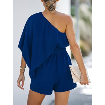 CUPSHE Women's Royal Blue One Shoulder Romper Stylish & Comfy