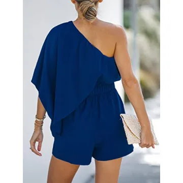 CUPSHE Women's Royal Blue One Shoulder Romper Stylish & Comfy