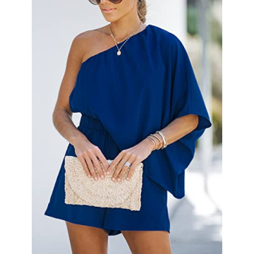 CUPSHE Women's Royal Blue One Shoulder Romper Stylish & Comfy
