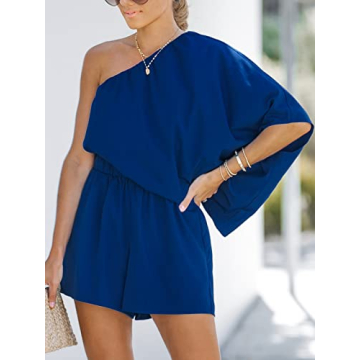 CUPSHE Women's Royal Blue One Shoulder Romper Stylish & Comfy
