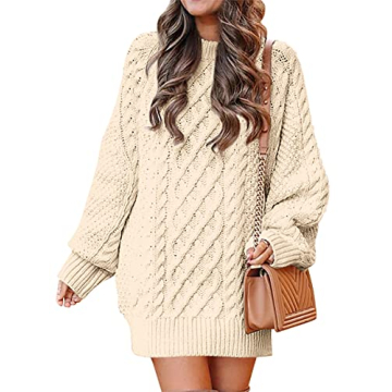 Trendy ANRABESS Cable Knit Oversized Sweater Dress