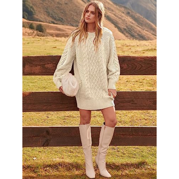 Trendy ANRABESS Cable Knit Oversized Sweater Dress