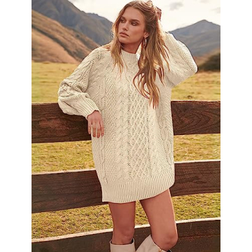Trendy ANRABESS Cable Knit Oversized Sweater Dress