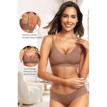 Vertvie Womens Seamless Bra No Underwire Comfort Push Up Bras Buttery Soft Wireless Bralette Full Co...
