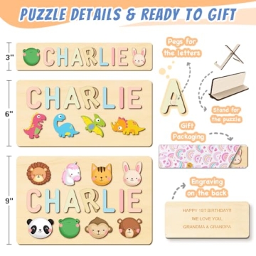 Purefly Personalized Name Puzzle for Kids Engraved Gift