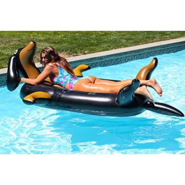 Kool Pool - - Pool Pup - Giant Premium Inflatable Dachshund Wiener Dog Doxie Sausage Dog Lounger Pool Float Mattress