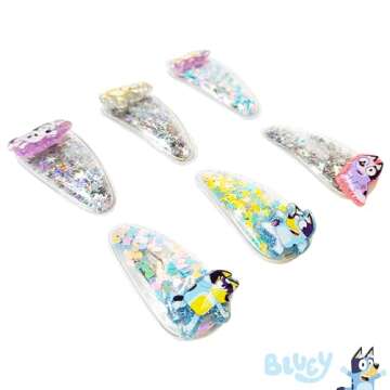 LUV HER Bluey Hair Accessories For Girls, 6pc Cute Hair Clips with Favorite Bluey Character Charms, ...