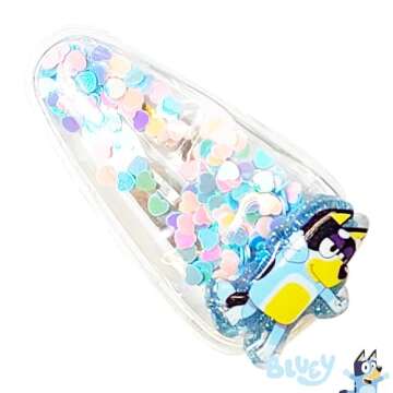 LUV HER Bluey Hair Accessories For Girls, 6pc Cute Hair Clips with Favorite Bluey Character Charms, Magical Confetti Hair Clips, Ages 3+