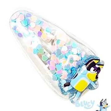 LUV HER Bluey Hair Accessories For Girls, 6pc Cute Hair Clips with Favorite Bluey Character Charms, Magical Confetti Hair Clips, Ages 3+