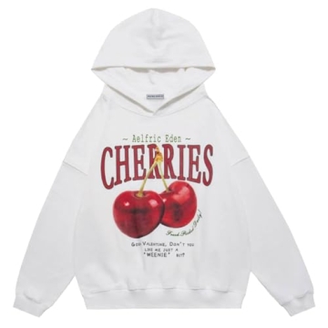 Aelfric Eden Graphic Hoodies Unisex Cherries Printed Oversized Hoodie Sweatshirt Long Sleeve Streetw...