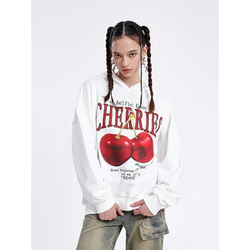 Aelfric Eden Oversized Cherries Print Hoodie Sweatshirt