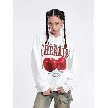 Aelfric Eden Oversized Cherries Print Hoodie Sweatshirt