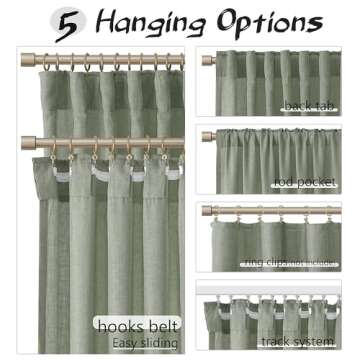 Joywell Green Linen Curtains - Elegant & Versatile Drapes