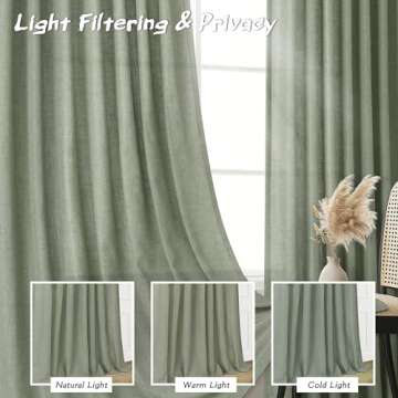Joywell Green Linen Curtains - Elegant & Versatile Drapes