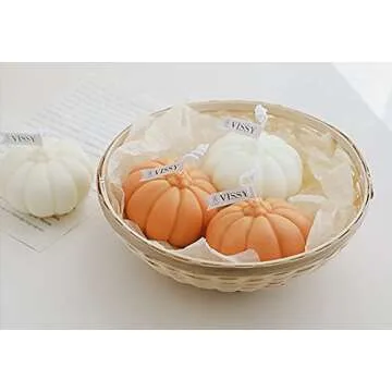 Pumpkin Shaped Scented Candle,150G Fruit Aroma Soy Wax Decorative Candle for Table Photo Prop Birthday Gift,Prefect for Meditation Stress Relief Mood Boosting Bath Yoga (White)