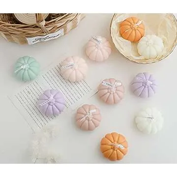 Pumpkin Shaped Scented Candle,150G Fruit Aroma Soy Wax Decorative Candle for Table Photo Prop Birthday Gift,Prefect for Meditation Stress Relief Mood Boosting Bath Yoga (White)