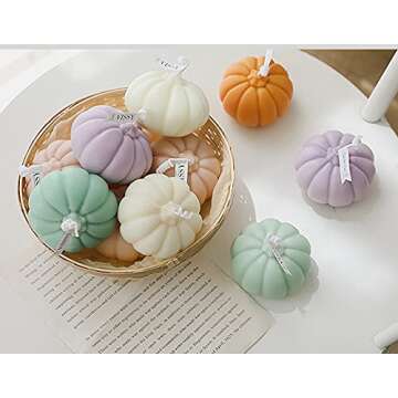 Pumpkin Shaped Scented Candle,150G Fruit Aroma Soy Wax Decorative Candle for Table Photo Prop Birthday Gift,Prefect for Meditation Stress Relief Mood Boosting Bath Yoga (White)