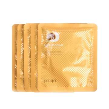 Petitfee Gold & Snail Hydrogel Beauty Mask Pack, 5 Sheets, 30 g Each