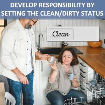 Oxepleus Dishwasher Magnet Clean Dirty Sign, Farmhouse Rustic Wood Design Black and White Non-Scratch/Easy to Read & Slide/Strong Magnetism Kitchen Storage and Decoration Accessories (A-Silver)