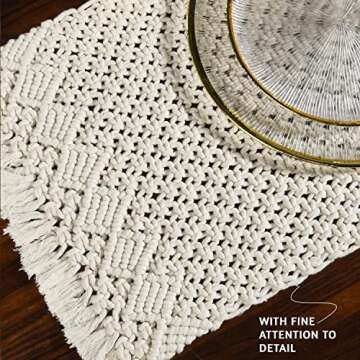 Folkulture Macrame Placemats Set - Elegant Cotton Decor