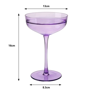 Lavender Purple Coupe Glasses Set of 4 Elegant Cocktail Barware