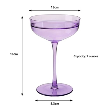 Lavender Purple Coupe Glasses Set of 4 Elegant Cocktail Barware