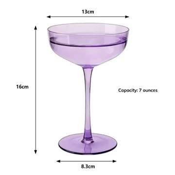 Lavender Purple Coupe Glasses Set of 4 Elegant Cocktail Barware