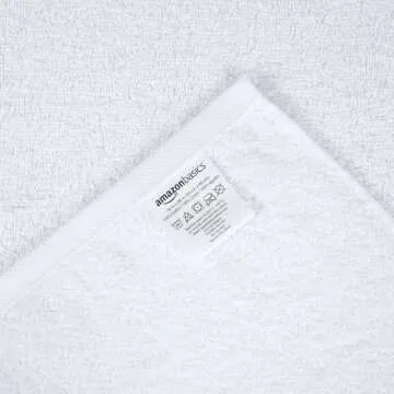 Amazon Basics 100% Cotton hand towel for bathroom - 24 Pack white towels (16 x 26 inches)
