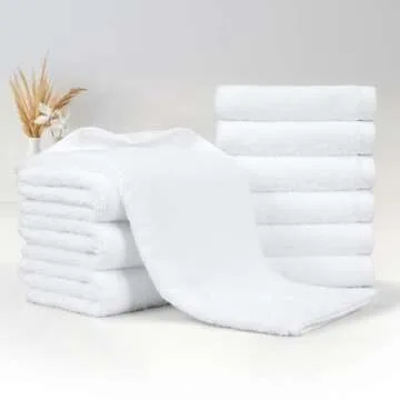 Amazon Basics 100% Cotton hand towel for bathroom - 24 Pack white towels (16 x 26 inches)