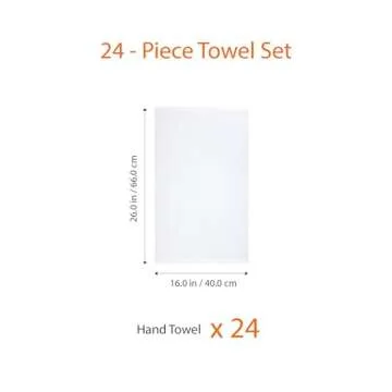 Amazon Basics 100% Cotton hand towel for bathroom - 24 Pack white towels (16 x 26 inches)